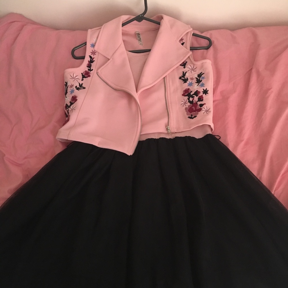 Tulle Dress with moto jacket